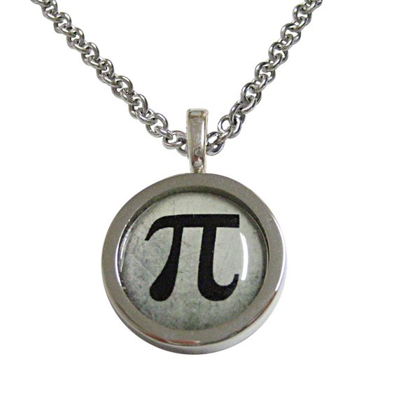 Bordered Mathematical Pi Symbol Pendant Necklace - Picture 1 of 3